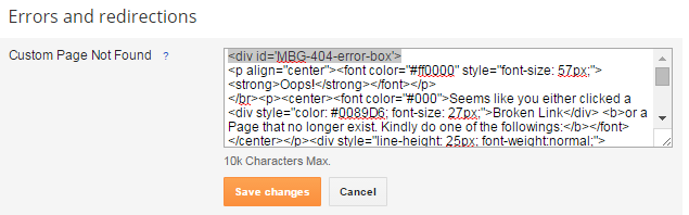 404 error Page setting, setup the custom 404 error page Setup Custom 404 Error Page for blogger