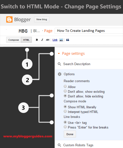 landing page for blogger, blogspot landing page, add landing page to blogspot Landing Page Post Editor Setting