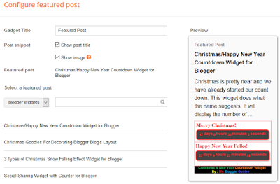 Setting for Blogger's Featured Post Widget